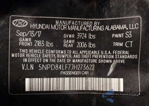 2018 Hyundai Elantra Sel from USA, damaged, VIN 5NPD84LF7JH273622